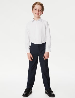 M&S Boys 3pk Boy's Plus Fit Easy Iron School Shirts (4-18 Yrs) - 10-11 - White, White