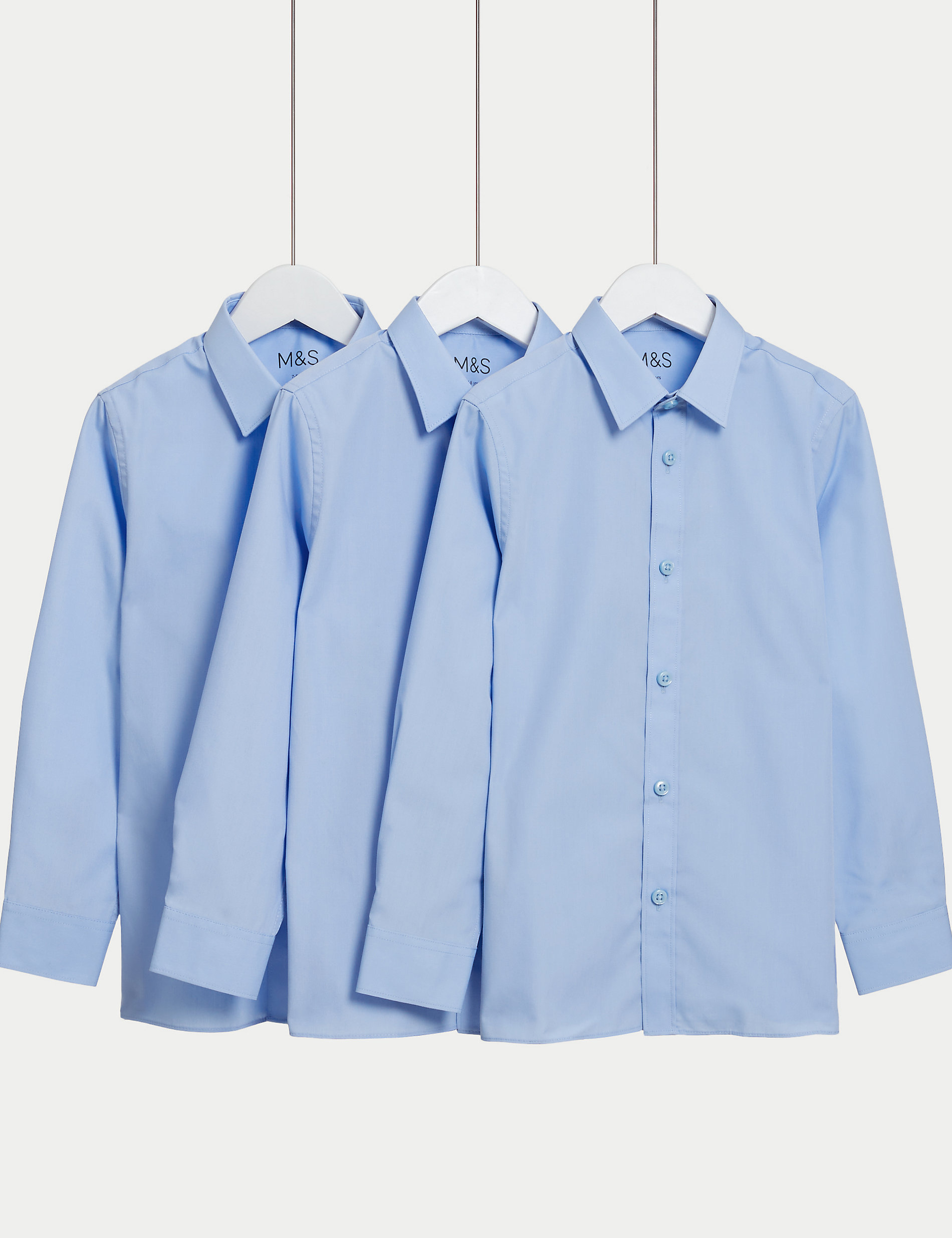 Set van 3 makkelijk strijkbare schooloverhemden voor jongens (2-16 jaar)