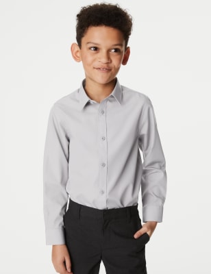 Marks And Spencer Boys M&S Collection 3pk Boys' Easy Iron School Shirts (2-16 Yrs) - Grey