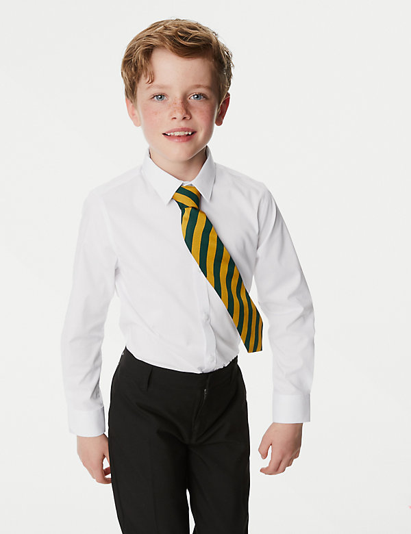 Set van 2 schooloverhemden met stretch en slanke pasvorm voor jongens (2-16 jaar) - BE