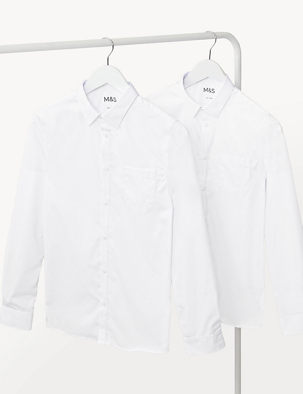 2pk Boys' Slim Fit Non-Iron School Shirts (2-18 Yrs) - CL