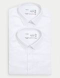 2er-Pack normal geschnittene Schulhemden aus Baumwolle für Jungen (2–18 Jahre)