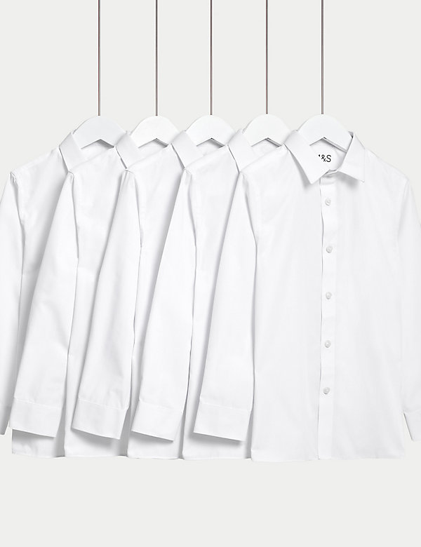  五件裝男生標準剪裁容易熨燙學校襯衫（2 至 18 歲） - HK