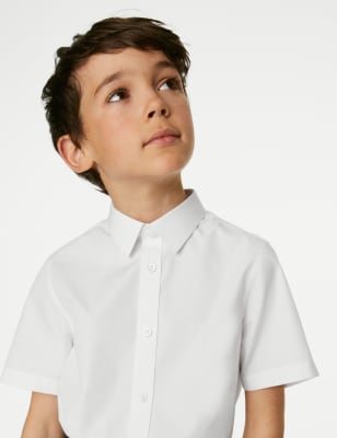 M&S Boys 3-Pack Plus Fit Easy Iron School Shirts (4-18 Yrs) - 14-15 - White, White