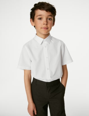 M&S Boys 3-Pack Easy Iron School Shirts (2-16 Yrs) - 7-8 Y - White, White