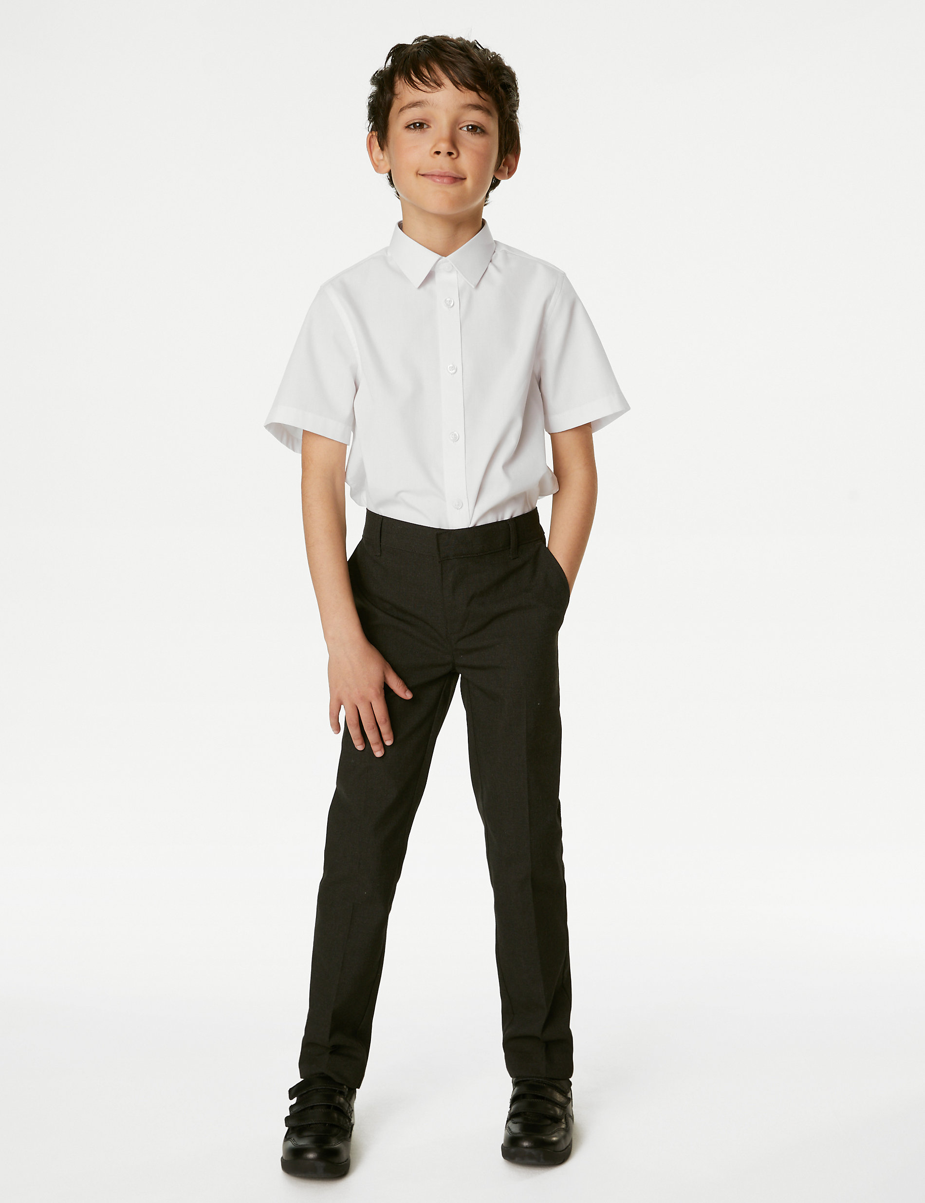 Set van 3 makkelijk strijkbare schooloverhemden voor jongens (2-16 jaar)