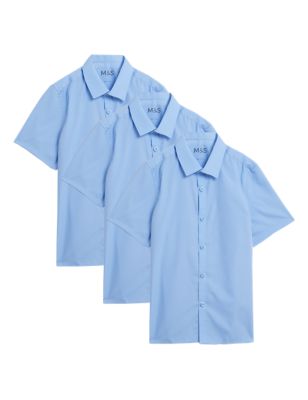 M&S Boys 3pk Boys' Slim Easy Iron School Shirts (2-16 Yrs)