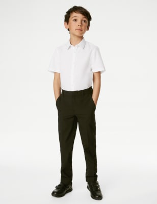 M&S Boys 3-Pack Slim Easy Iron School Shirts (2-16 Yrs) - 6-7 Y - White, White