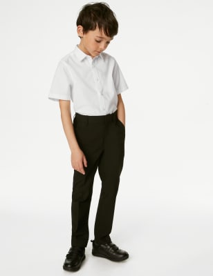 M&S Boys 5-Pack Regular Fit Easy to Iron School Shirts (2-18 Yrs) - 6-7 Y - White, White