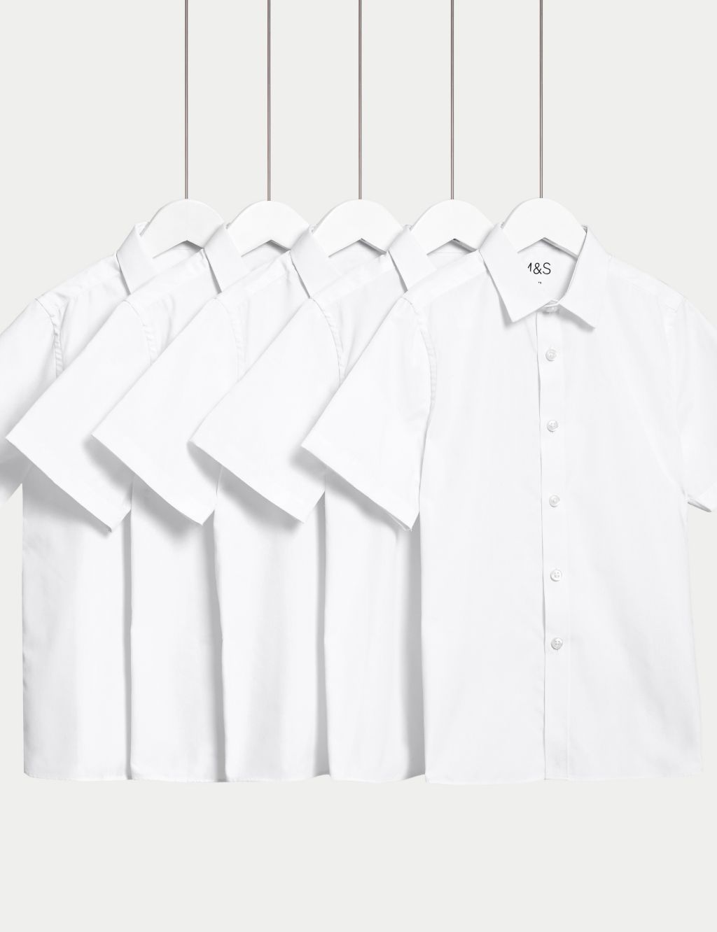 5pk Boys' Regular Fit Easy to Iron School Shirts (2-18 Yrs) image 1
