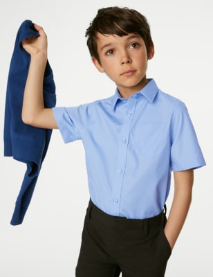 Marks And Spencer Boys M&S Collection 2pk Boys' Non-Iron School Shirts (2-18 Yrs) - Blue