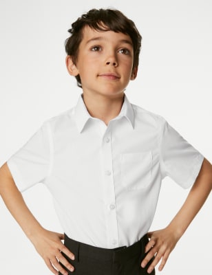 M&S Boys 2-Pack Non-Iron School Shirts (2-18 Yrs) - 3-4 Y - White, White