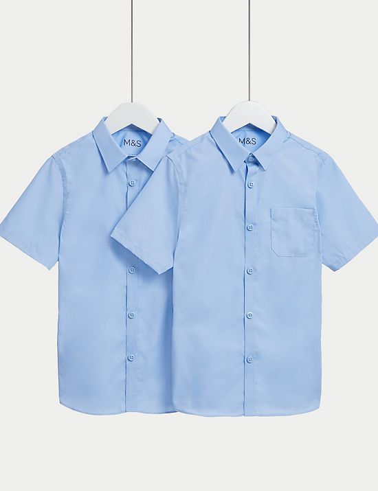 عبوة من 2 قميص مدرسي للأولاد سهل الكيّ مقاس ضيق (سليم) (2 - 18 سنة)