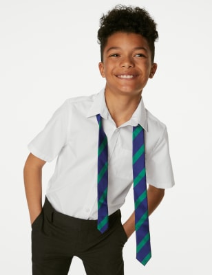 M&S Boys 2-Pack Regular Fit Cotton School Shirts (2-18 Yrs) - 11-12 - White, White