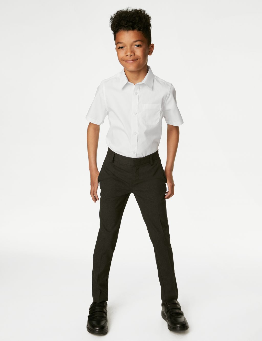 2pk Boys' Regular Fit Skin Kind™ School Shirts (2-18 Yrs) image 2