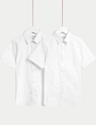 2pk Boys' Slim Fit Cotton School Shirts (2-18 Yrs)