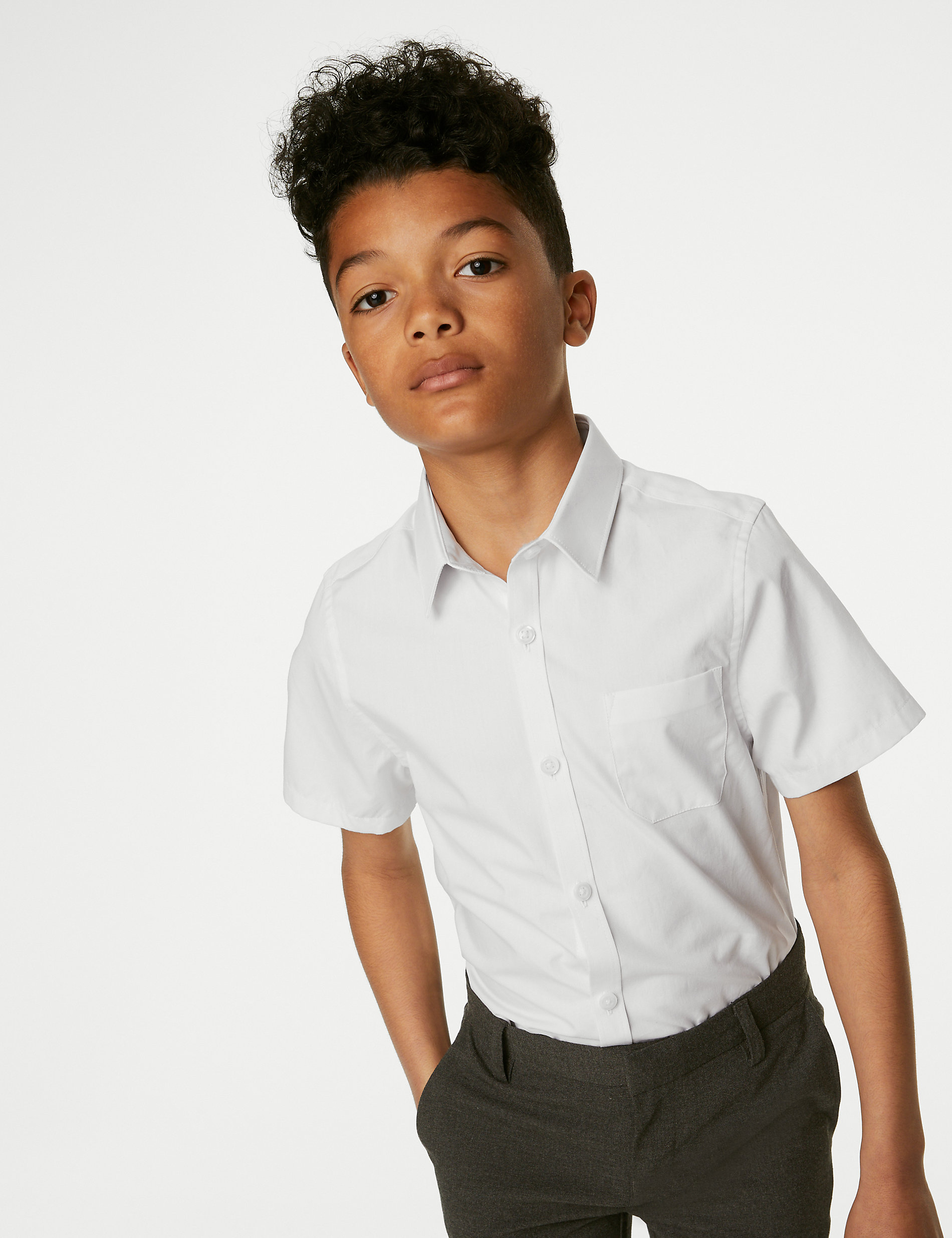 2er-Pack schmal geschnittene, bügelfreie Schulhemden mit Skin Kind™ für Jungen (2–18 Jahre)