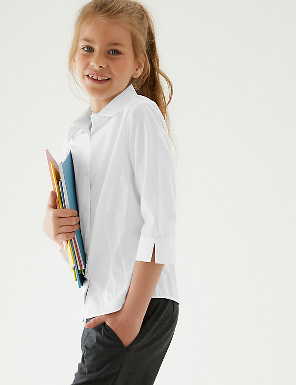 Pack de 2 camisas escolares de manga 3/4 de planchado fácil para chicas (2-16&nbsp;años)