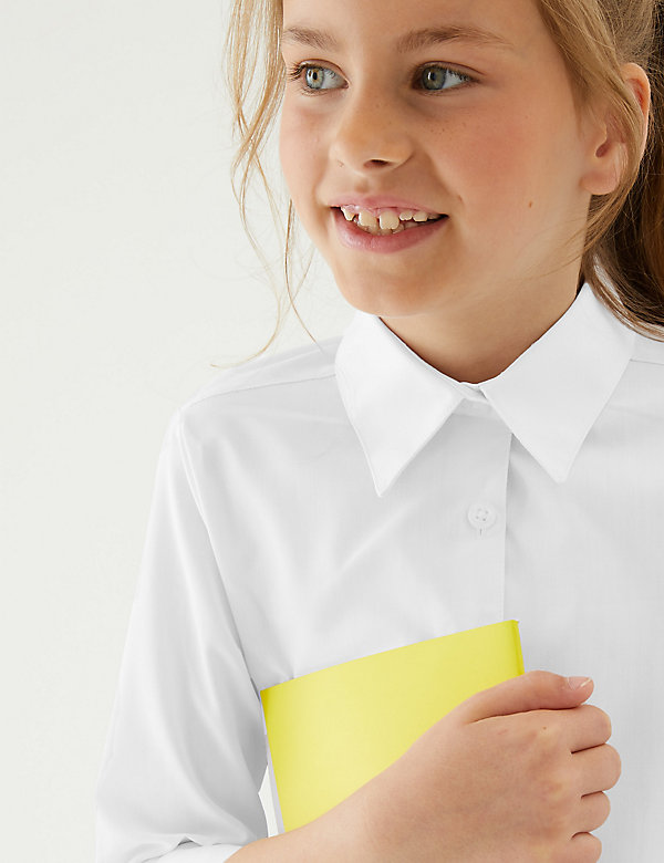 Σχολικά πουκάμισα με τρουακάρ μανίκια για κορίτσια με εύκολο σιδέρωμα σε σετ των 2 (2-16 ετών)