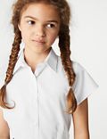 عبوة من 2 قميص مدرسي بناتي سهل الكي بأكمام قصيرة جدًا (2 - 16 سنة)