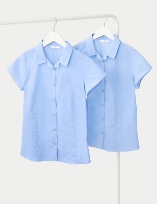 M&S Girls 2pk Girls' Easy Iron School Shirts (2-16 Yrs)