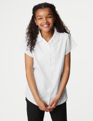 M&S Girls 2-Pack Easy Iron Revere School Shirts (2-16 Yrs) - 3-4 Y - White, White,Blue