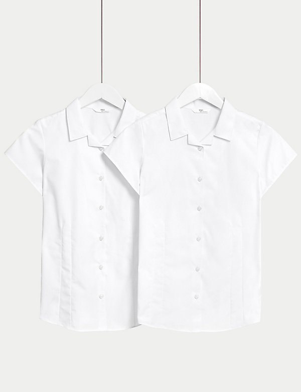 Pack de 2 camisas escolares de planchado fácil con solapa para chicas (2-16&nbsp;años) - ES