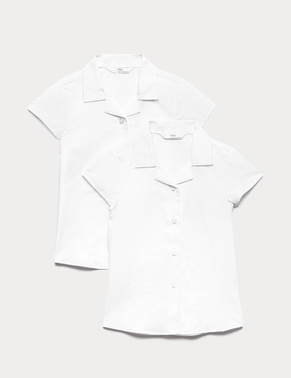 2 Pack Girls' Regular Fit Easy to Iron Blouses