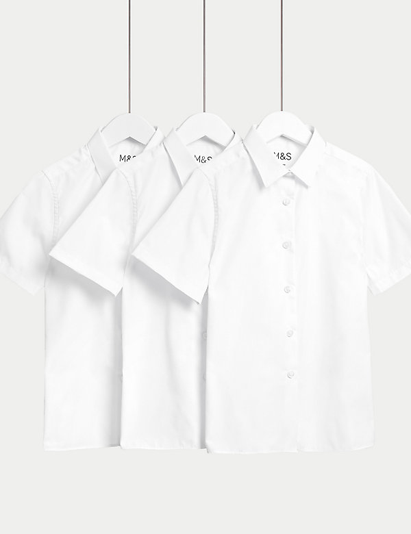 3pk Girls' Longer Length Easy Iron School Shirts (4-18 Yrs) - CN