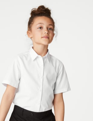 M&S Girls 3pk Girl's Plus Fit Easy Iron School Shirts (4-18 Yrs) - 13-14 - White, White