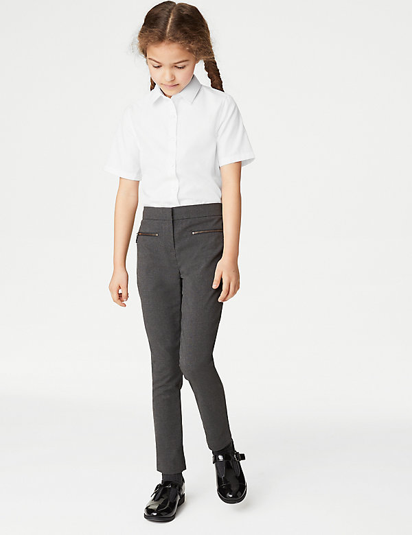 3pk Girls' Slim Fit Easy Iron School Shirts (2-16 Yrs) - HR