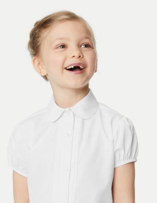 Marks And Spencer Girls M&S Collection 2pk Girls' Pintuck Easy Iron School Shirts (2-16 Yrs) - White, White