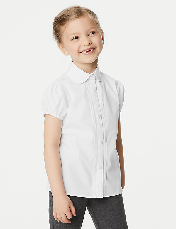 Set van 2 makkelijk strijkbare schooloverhemden met figuurnaad voor meisjes (2-16 jaar) - NL