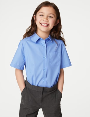 

M&S Collection Pack de 2 camisas escolares sin planchado para chicas (2-18 años) - Blue, Blue