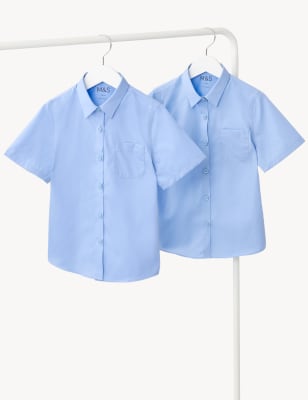 

M&S Collection 2er-Pack schmal geschnittene, bügelfreie Schulhemdblusen für Mädchen (2-18 Jahre) - Blue, Blue