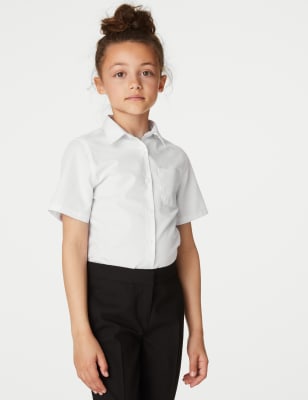 M&S Girls 2-Pack Slim Fit Non-Iron School Shirts (2-18 Yrs) - 2-3 Y - White, White