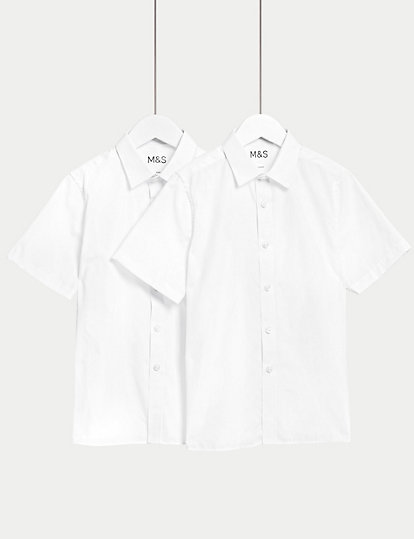 2pk Girls' Slim Fit Non-Iron School Shirts