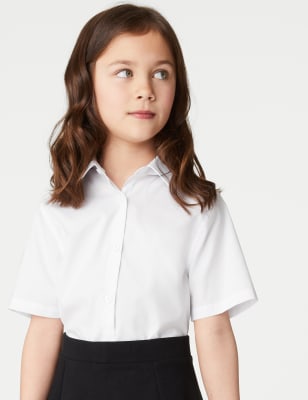 M&S Girls 2-Pack Skinny Fit School Shirts (2-18 Yrs) - 6-7 Y - White, White