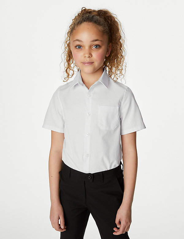 2pk Girls’ Slim Fit Skin Kind™ School Shirts (2-18 Yrs)