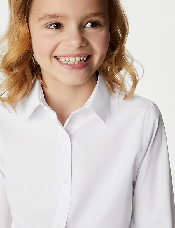 Set van 3 makkelijk strijkbare, langere schooloverhemden voor meisjes (4-18 jaar) - NL