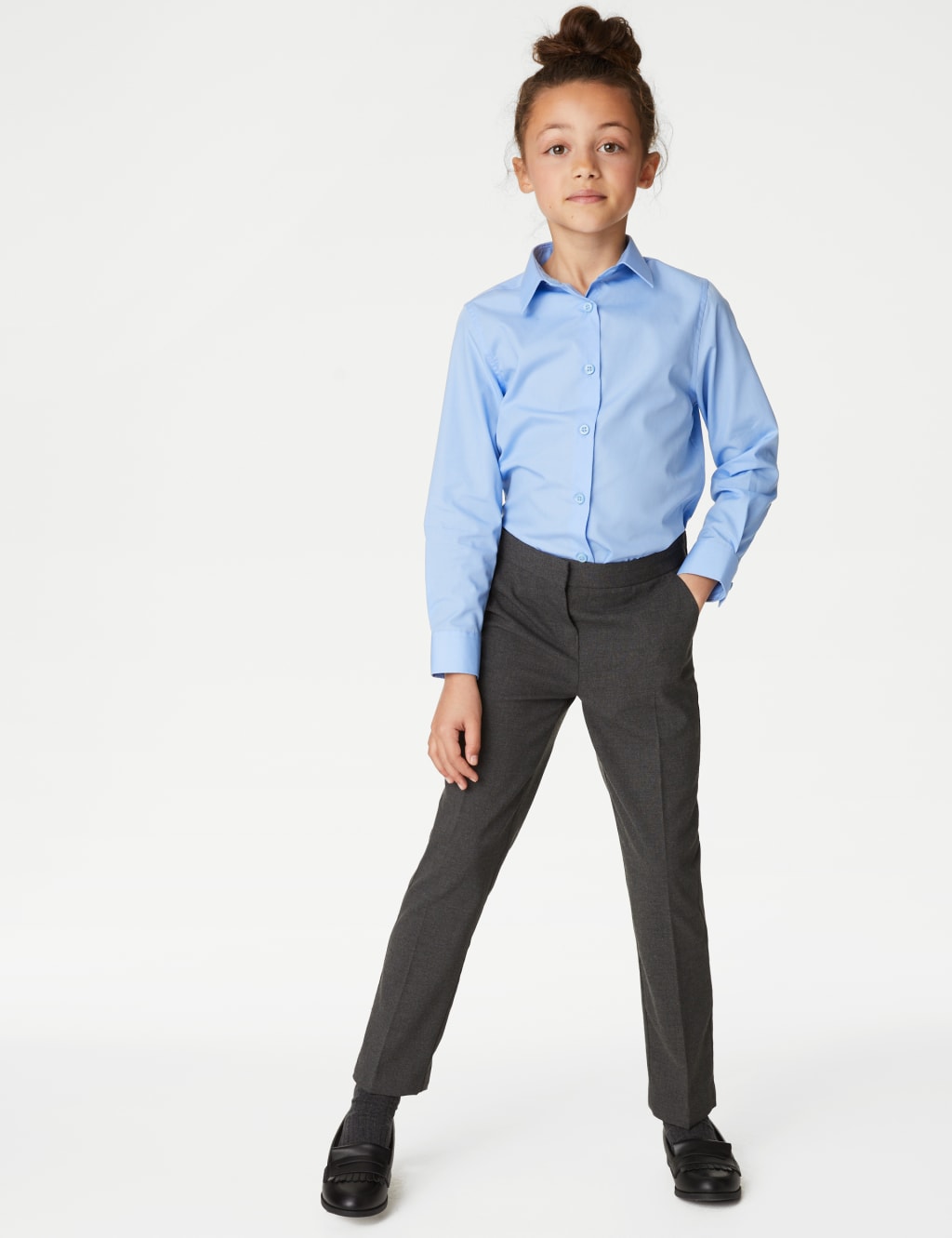 3pk Girls' Easy Iron School Shirts (2-16 Yrs) image 2