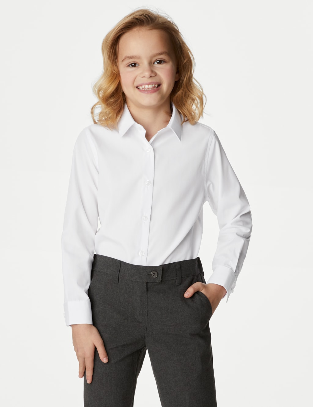 3pk Girls' Easy Iron School Shirts (2-16 Yrs) image 3