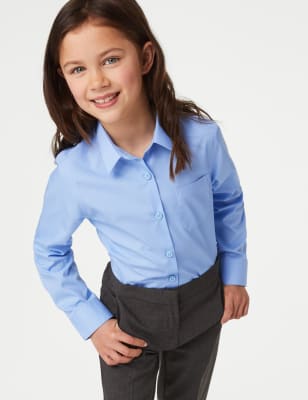 2pk Girls' Slim Fit Non-Iron School Shirts (2-18 Yrs)