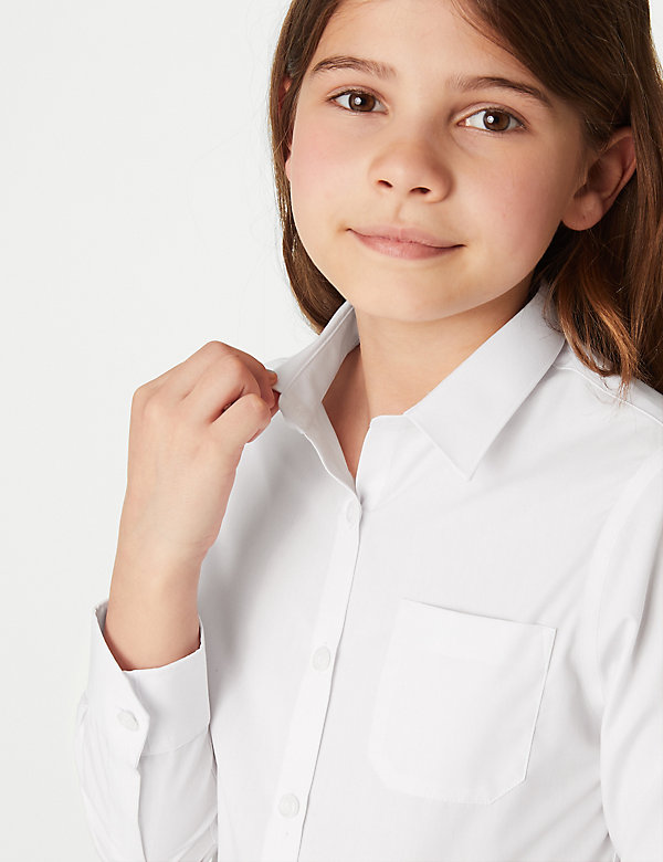 Set van 2 strijkvrije schooloverhemden met slanke pasvorm voor meisjes (2-18 jaar) - BE