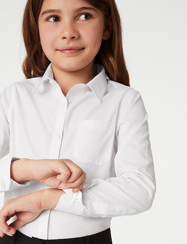 Set van 2 strijkvrije schooloverhemden met slanke pasvorm voor meisjes (2-18 jaar) - NL