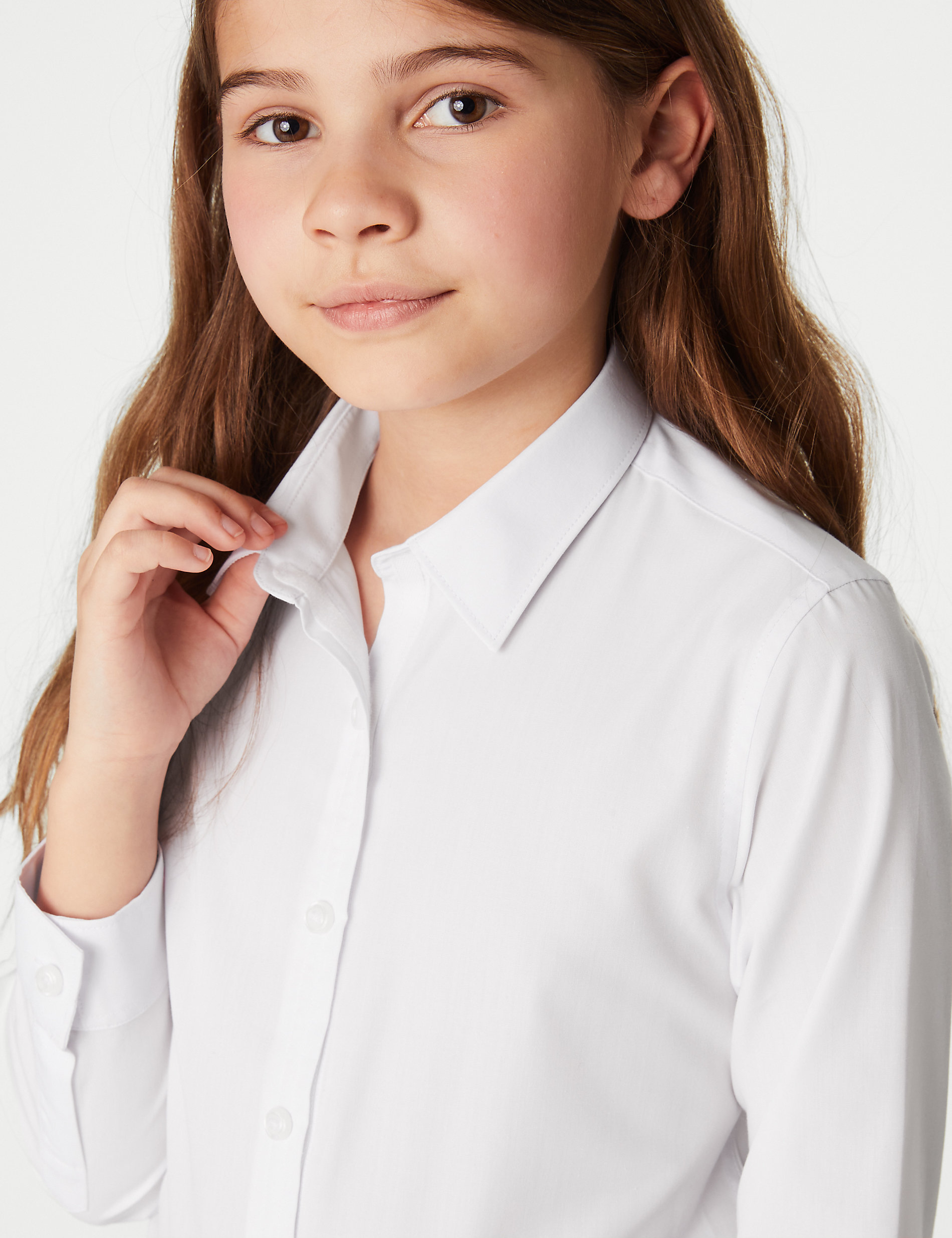 Lot de 3&nbsp;chemises filles faciles à enfiler et à repasser, idéales pour l’école (du 3&nbsp;au 18&nbsp;ans)