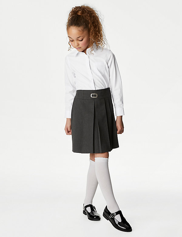 2pk Girls’ Regular Fit Skin Kind™ School Shirts (2-18 Yrs) - HU