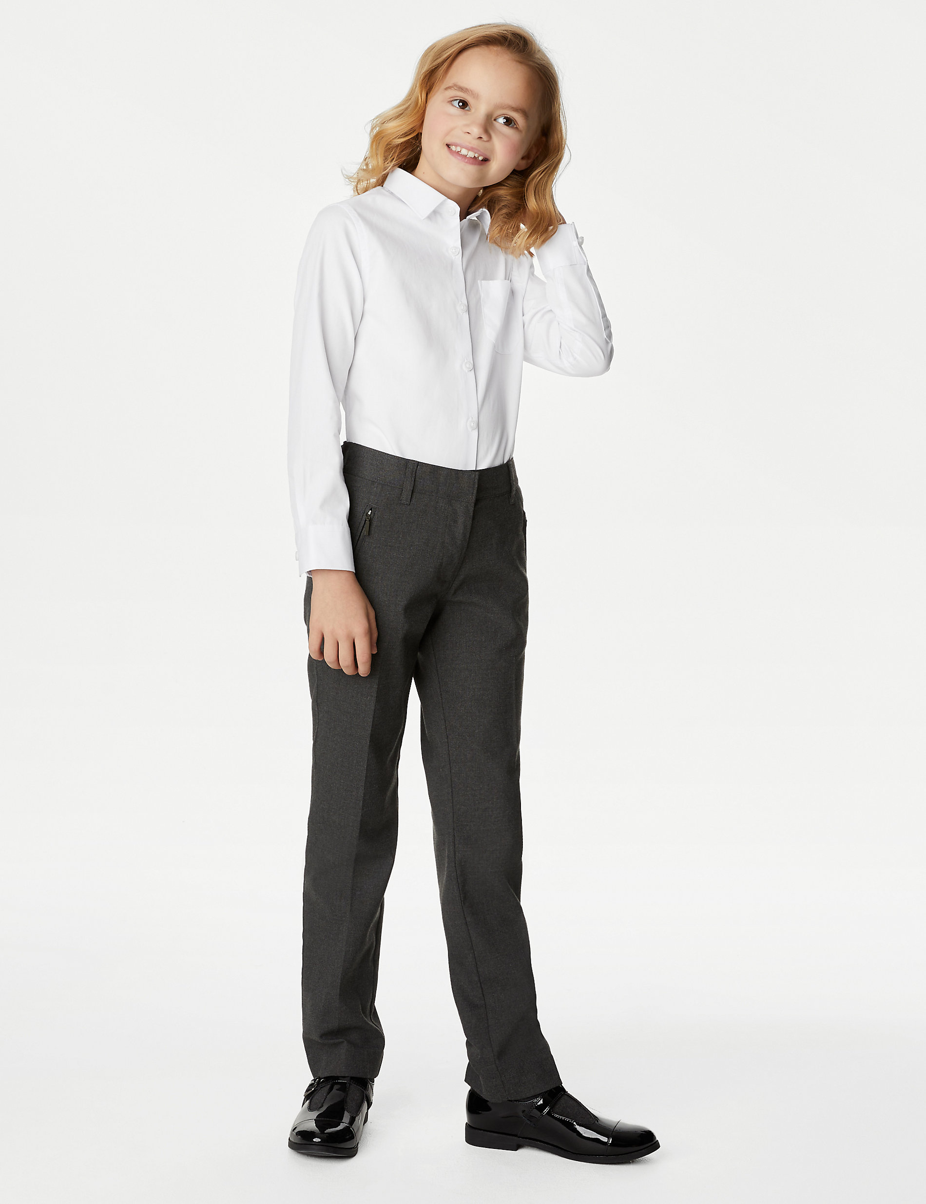 Set van 2 Skin Kind™-schooloverhemden met slanke pasvorm voor meisjes (2-18 jaar)