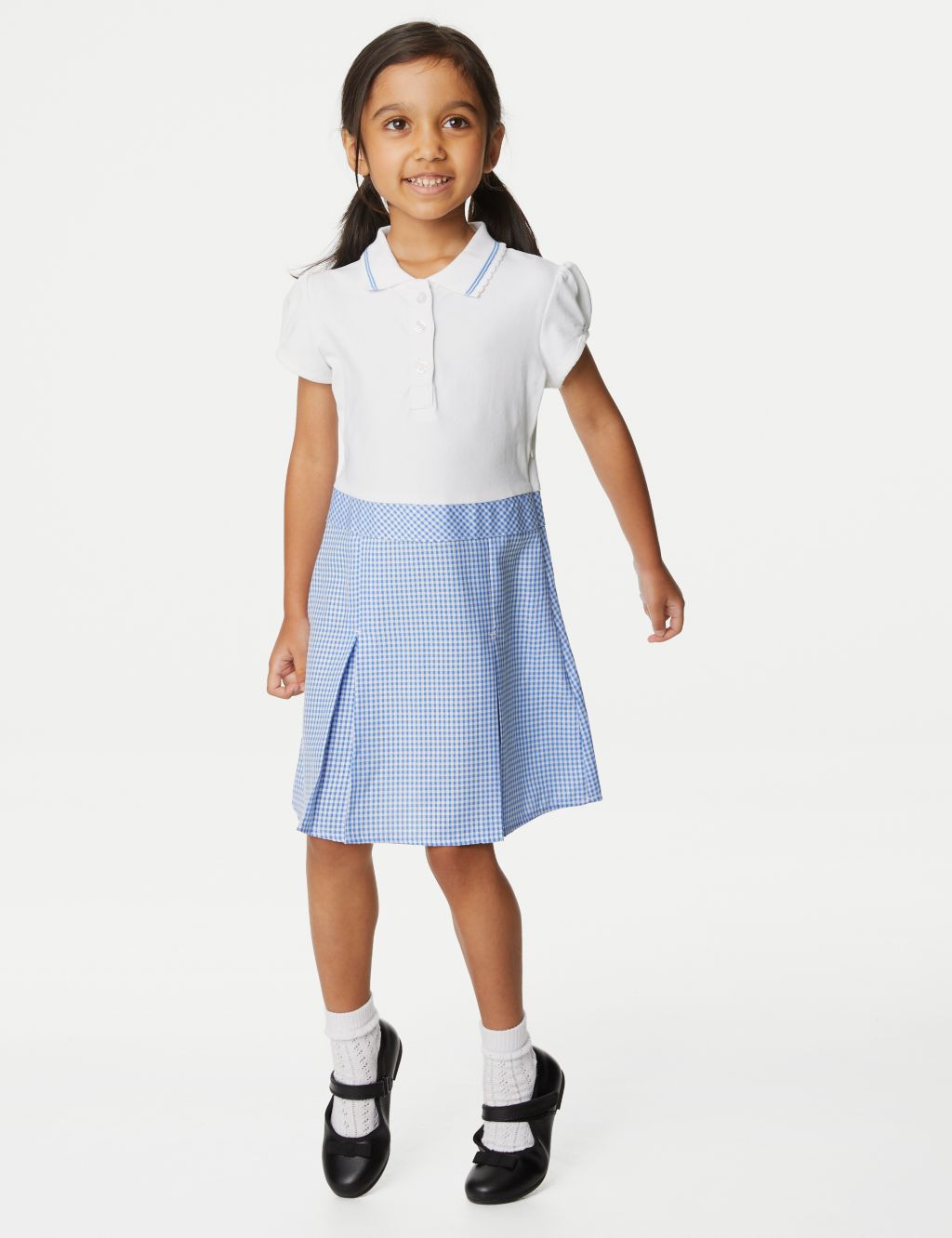 Girls' 2 in 1 Gingham Pleated School Dress (2-14 Yrs) image 1