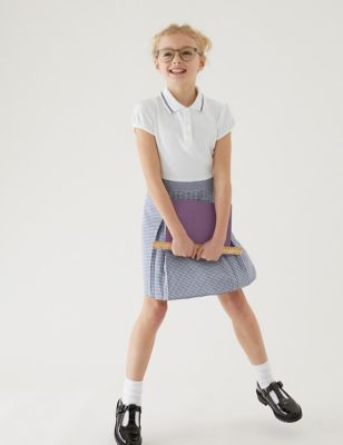 Marks And Spencer Girls M&S Collection Girls' 2 in 1 Gingham Pleated School Dress (2-14 Yrs) - Navy